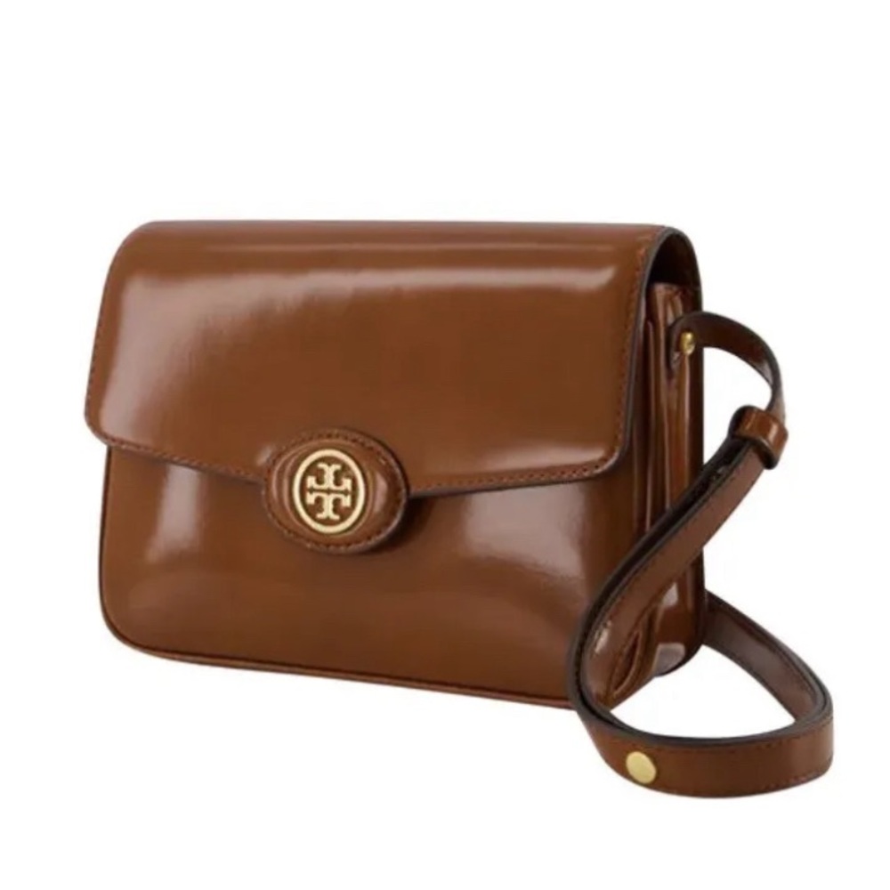TORY BURCH ROBINSON SPAZZOLATO BAG LEATHER - BROWN Original Package
